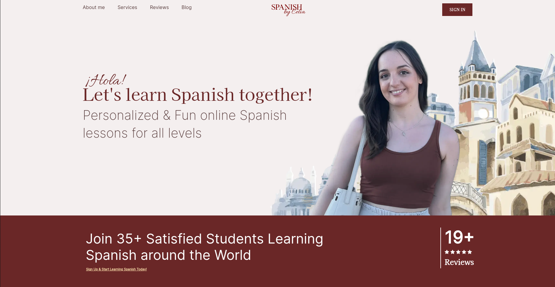 Landing page of spanishbycelia